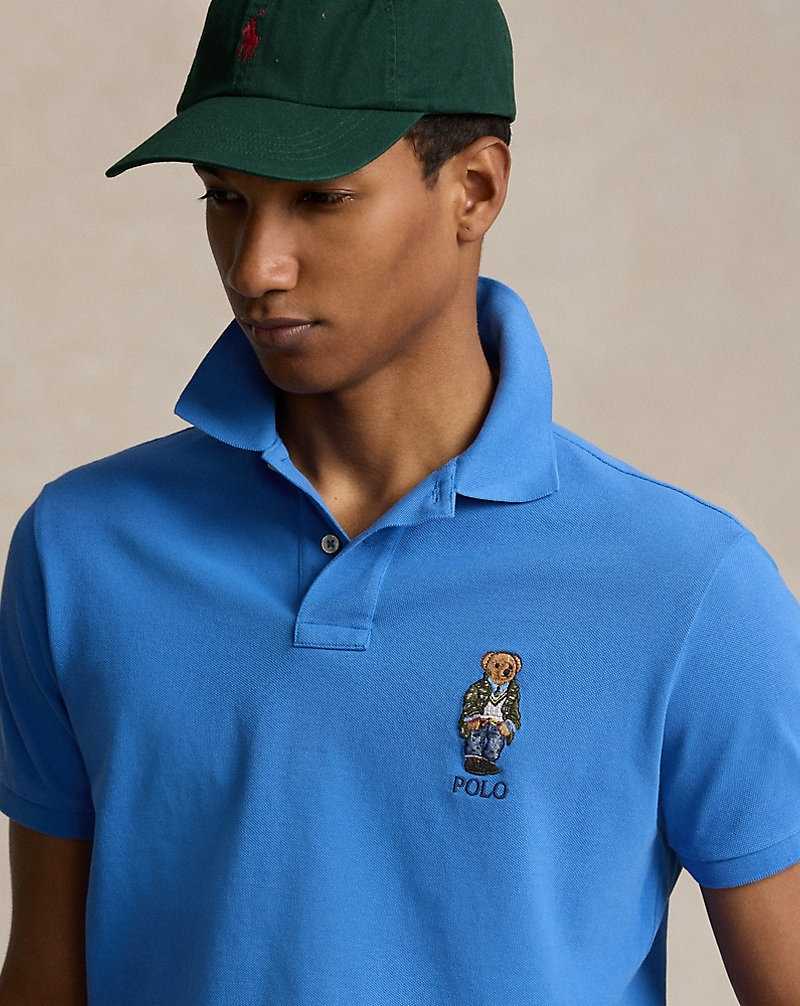 Camisa Polo Ralph Lauren Custom Slim Fit Bear Hombre Azules | EIBULZK-15 - vista 5