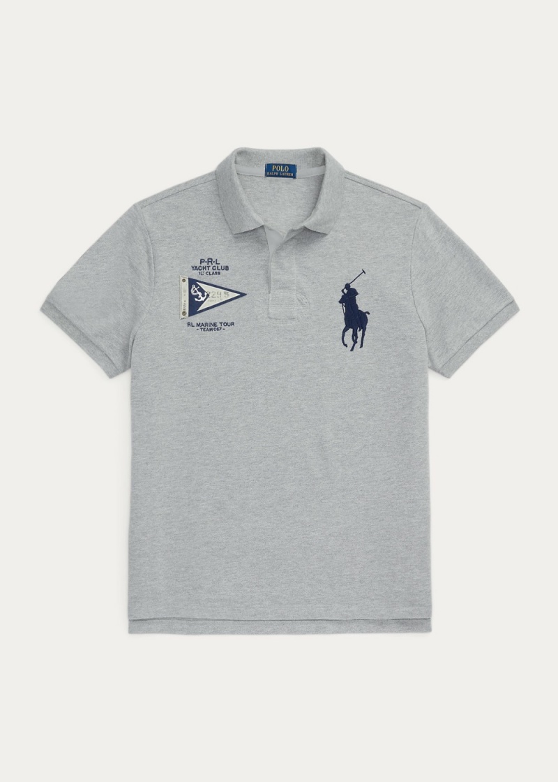 Camisa Polo Custom Slim Fit Big Pony Mesh Hombre Negros | VXPD42813 - vista 2