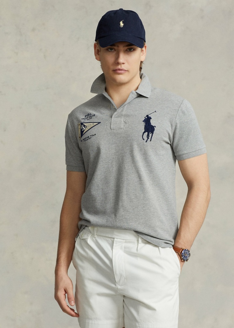 Camisa Polo Custom Slim Fit Big Pony Mesh Hombre Negros | VXPD42813 - vista 1
