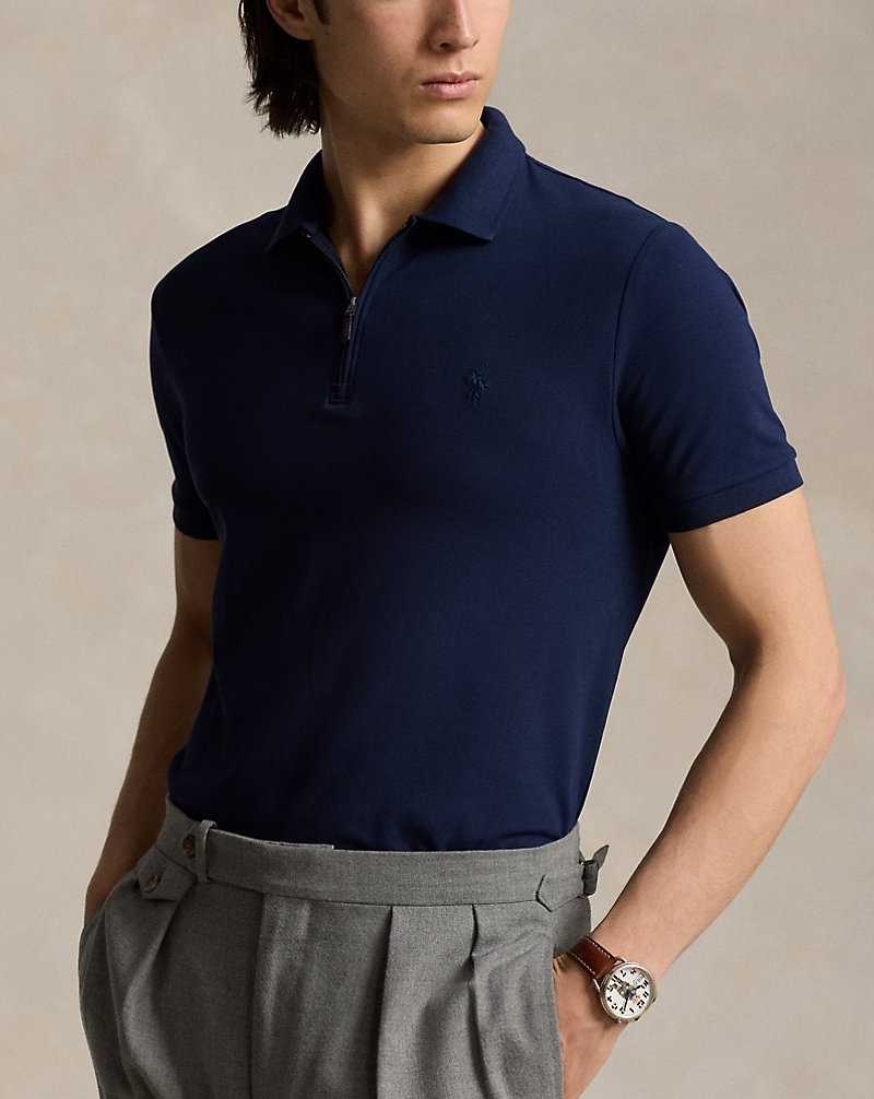 Camisa Polo Ralph Lauren Custom Slim Fit Stretch Mesh Hombre Azul Marino | AEKBTSJ-91 - vista 5