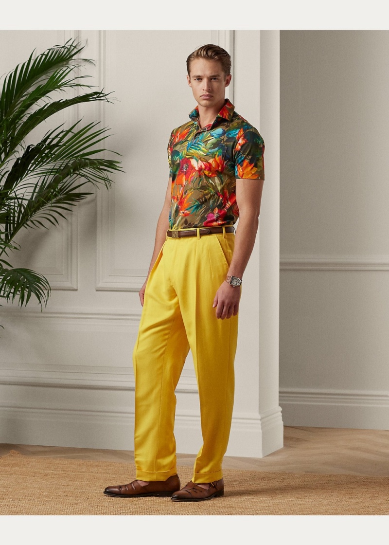 Camisa Polo Custom Slim Floral Jersey Hombre Verde Oliva | QRHX30524 - vista 3