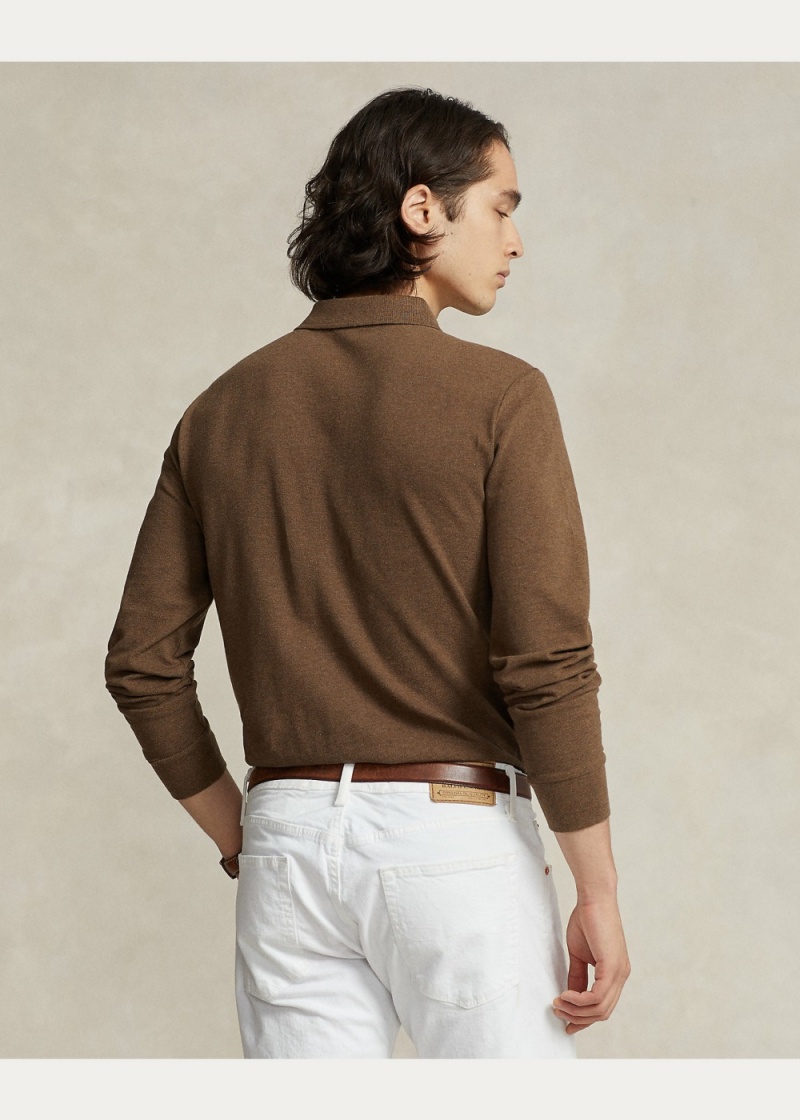 Camisa Polo Custom Slim Long-Sleeve Polo Hombre Negros | LSXF29085 - vista 2