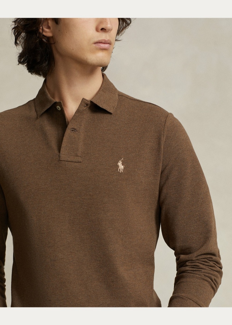 Camisa Polo Custom Slim Long-Sleeve Polo Hombre Negros | LSXF29085 - vista 3