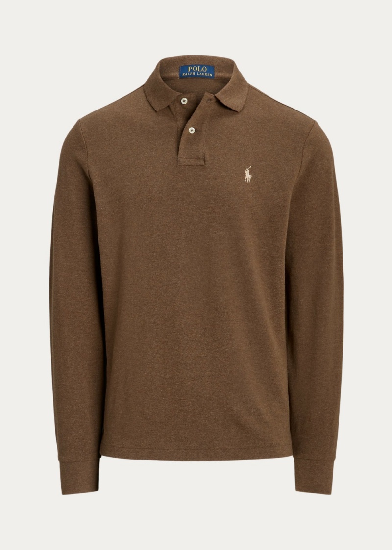 Camisa Polo Custom Slim Long-Sleeve Polo Hombre Negros | LSXF29085 - vista 4