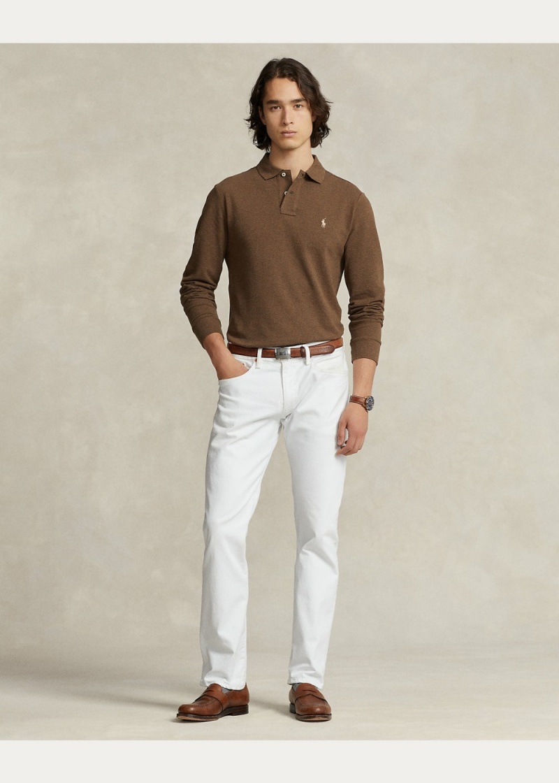 Camisa Polo Custom Slim Long-Sleeve Polo Hombre Negros | LSXF29085 - vista 5