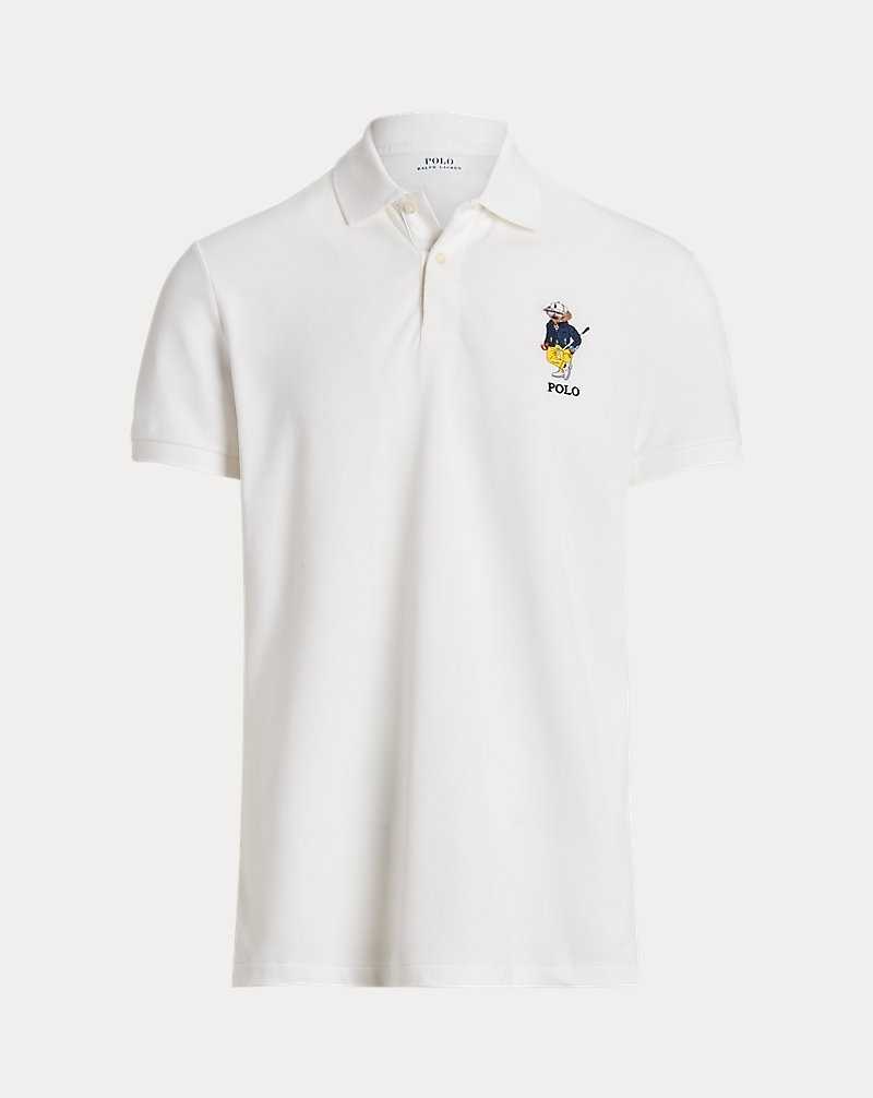 Camisa Polo Ralph Lauren Custom Slim Performance Bear Hombre Blancos | ZRGEDMT-76 - vista 2