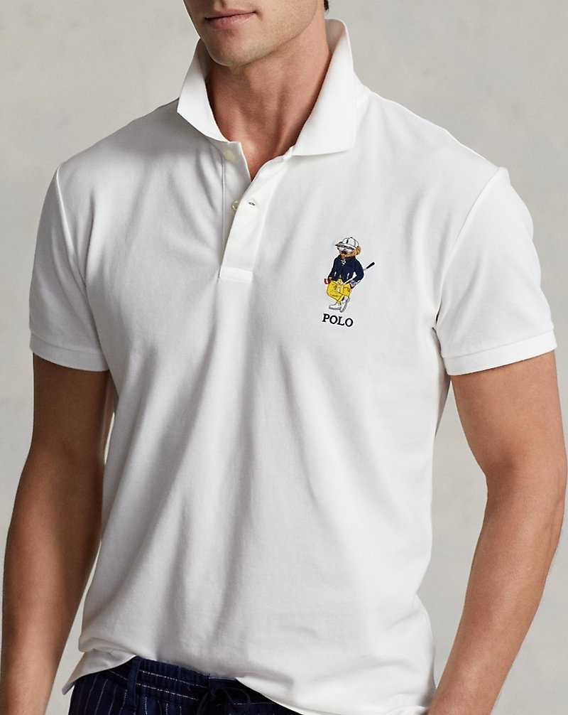 Camisa Polo Ralph Lauren Custom Slim Performance Bear Hombre Blancos | ZRGEDMT-76 - vista 5