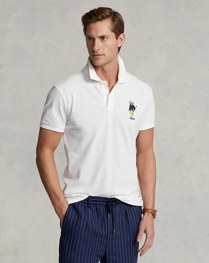 Camisa Polo Ralph Lauren Custom Slim Performance Bear Hombre Blancos | ZRGEDMT-76 - vista 1