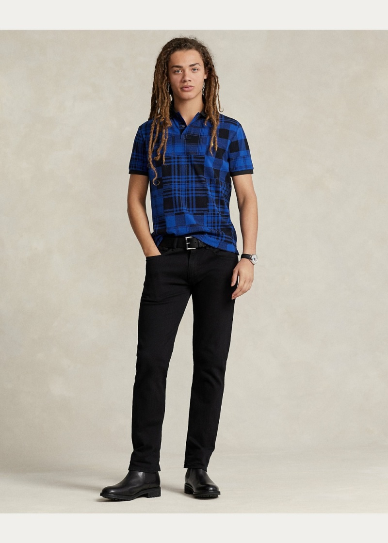 Camisa Polo Custom Slim Plaid Mesh Hombre Blancos | NEZQ49258 - vista 3
