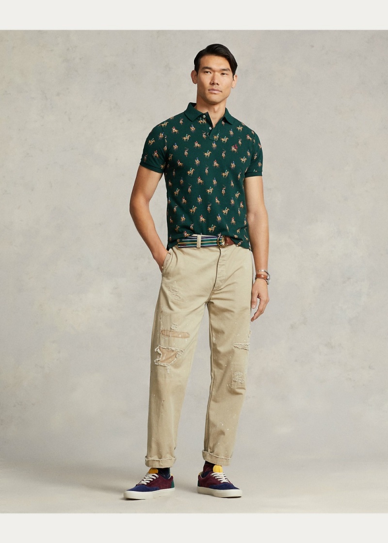 Camisa Polo Custom Slim Polo-Print Mesh Hombre Blancos | PMGE08634 - vista 3