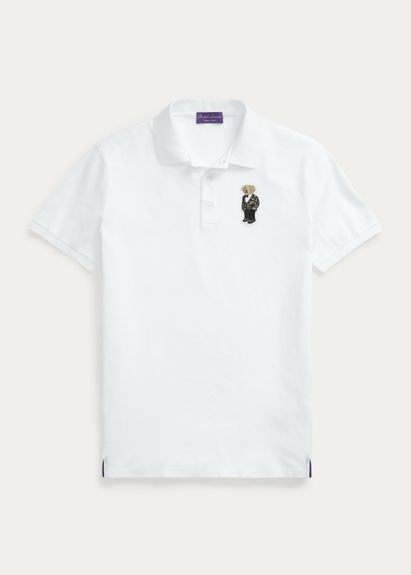 Camisa Polo Custom Slim Polo Bear Pique Hombre Blancos | VHPI61870 - vista 2