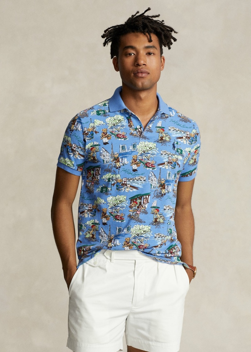 Camisa Polo Custom Slim Polo Bear Mesh Hombre Blancos | EIPW90143 - vista 1