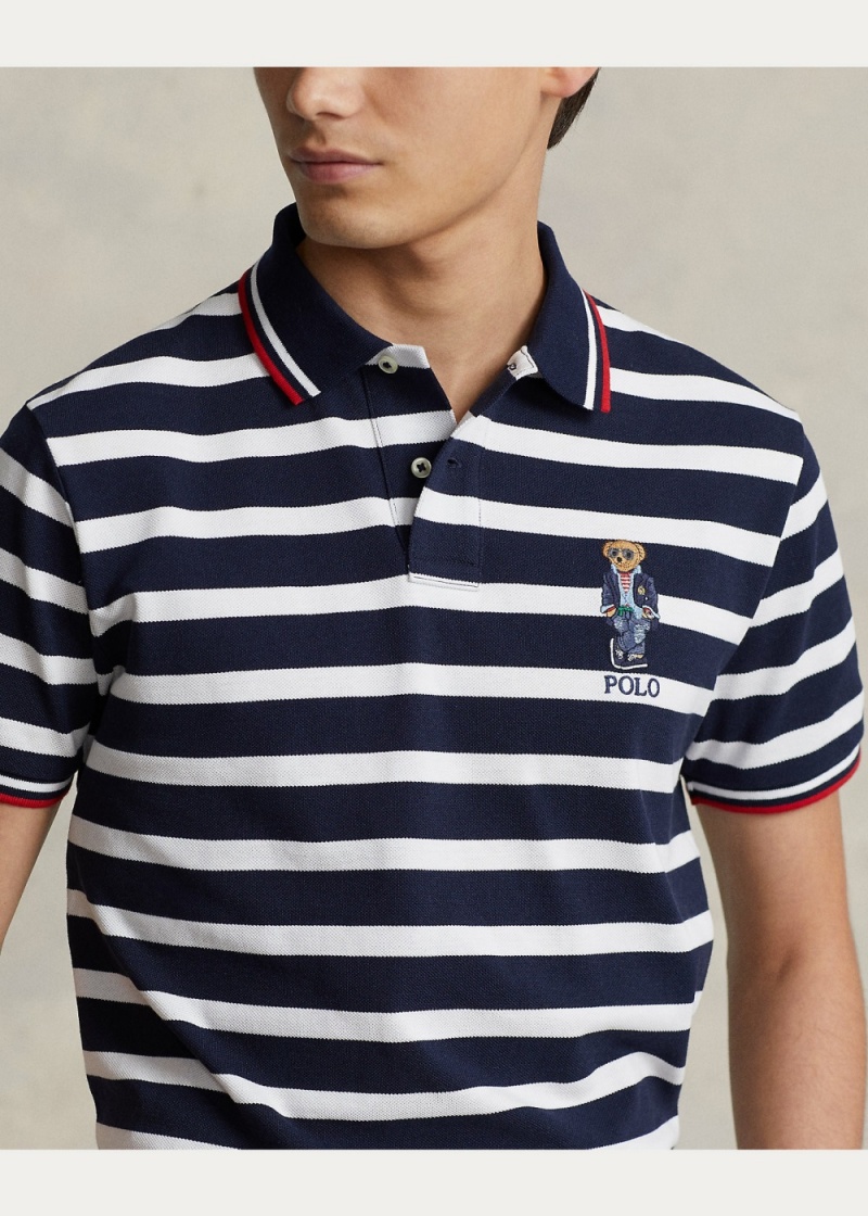 Camisa Polo Custom Slim Polo Bear Mesh Hombre Blancos | IHNV86147 - vista 4