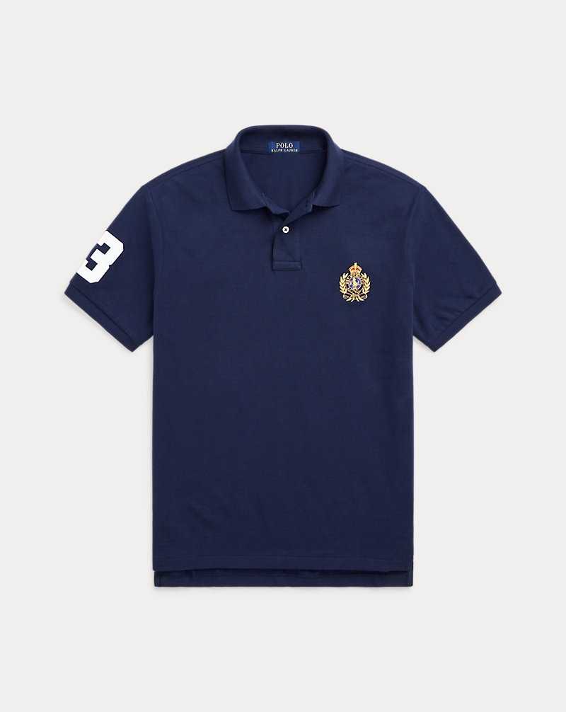 Camisa Polo Ralph Lauren Custom Slim Triple-Pony Mesh Hombre Azul Marino | QCFWOES-04 - vista 2