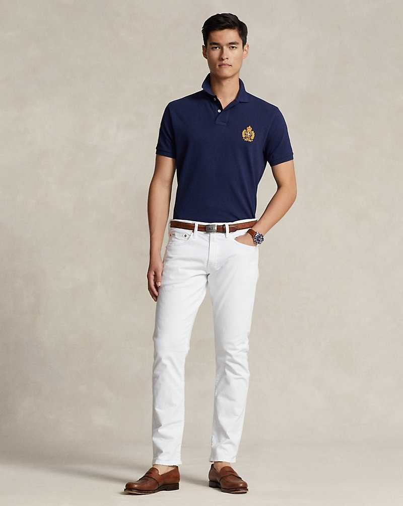 Camisa Polo Ralph Lauren Custom Slim Triple-Pony Mesh Hombre Azul Marino | QCFWOES-04 - vista 3