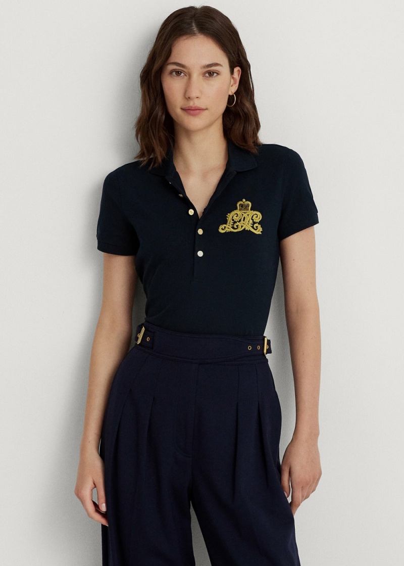 Camisa Polo Embroidered Pique Mujer Azul Marino | NPDA90746 - vista 1