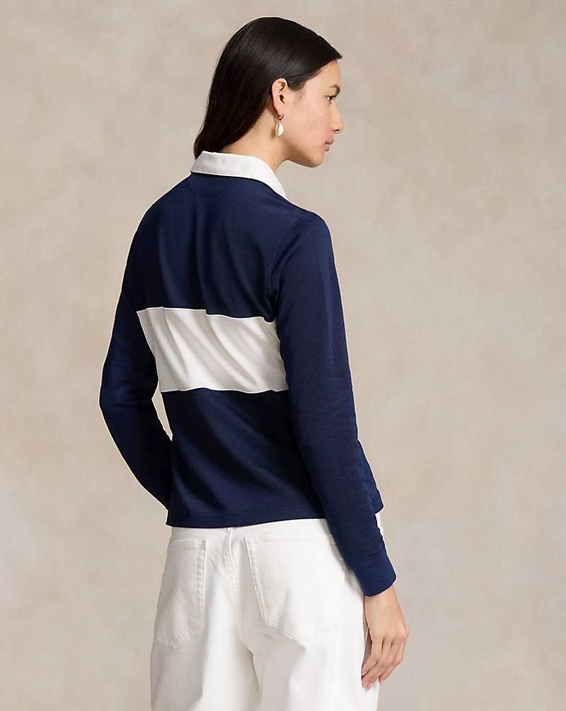 Camisa Polo Ralph Lauren Lace-Up Long-Sleeve Mujer Azul Marino | LVGRFAI-54 - vista 4