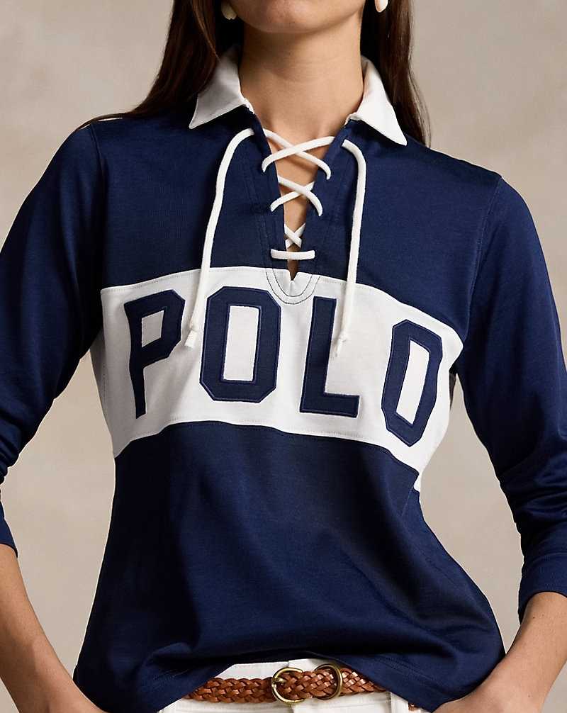 Camisa Polo Ralph Lauren Lace-Up Long-Sleeve Mujer Azul Marino | LVGRFAI-54 - vista 5