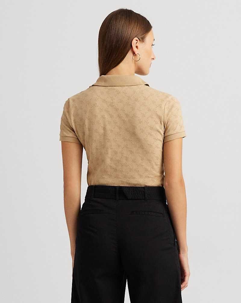 Camisa Polo Ralph Lauren Logo Jacquard Mujer Birch Tan | WIXYLMJ-52 - vista 4