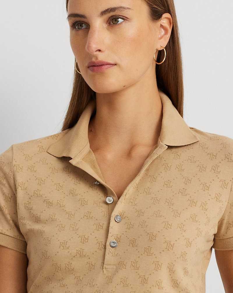 Camisa Polo Ralph Lauren Logo Jacquard Mujer Birch Tan | WIXYLMJ-52 - vista 5