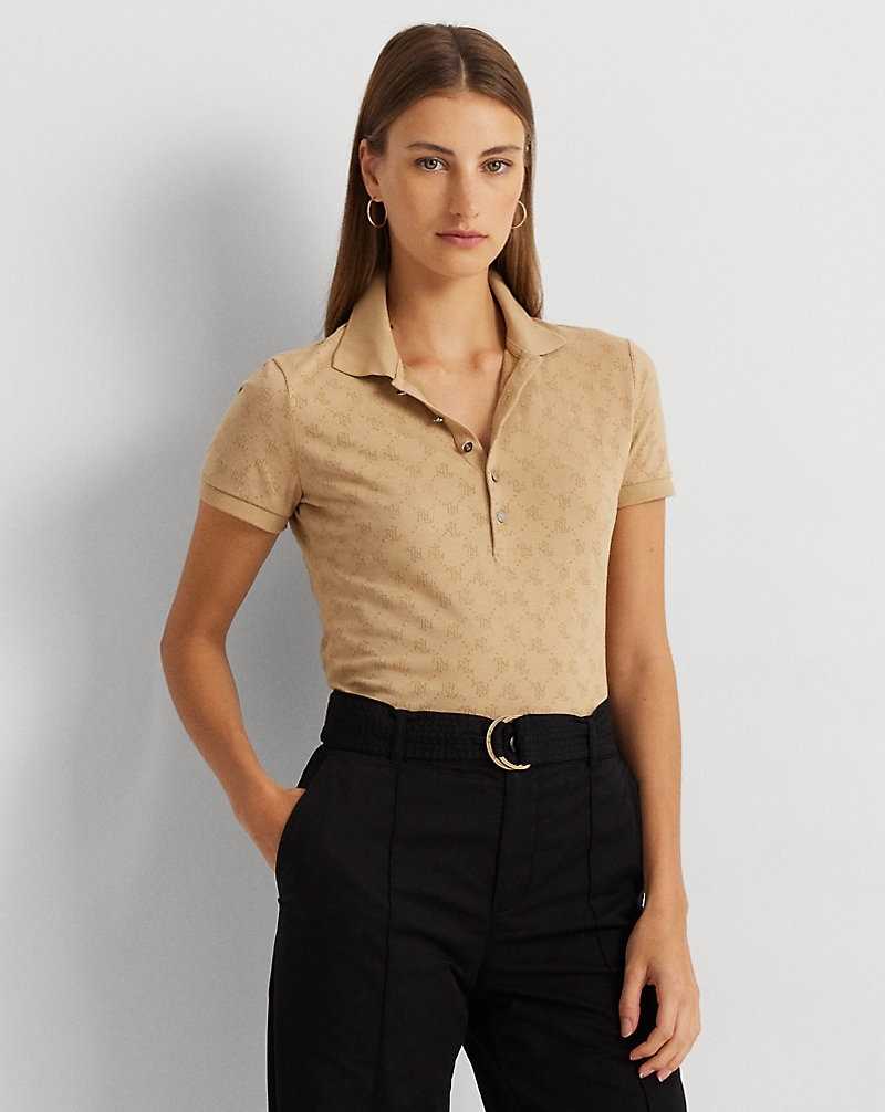 Camisa Polo Ralph Lauren Logo Jacquard Mujer Birch Tan | WIXYLMJ-52 - vista 1
