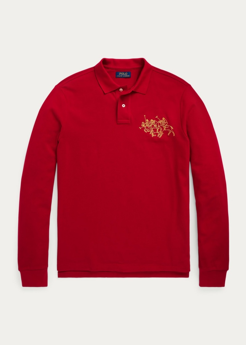 Camisa Polo Lunar New Year Triple-Pony Hombre Rojos | YXJG09248 - vista 2