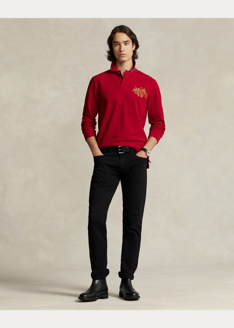 Camisa Polo Lunar New Year Triple-Pony Hombre Rojos | YXJG09248 - vista 3