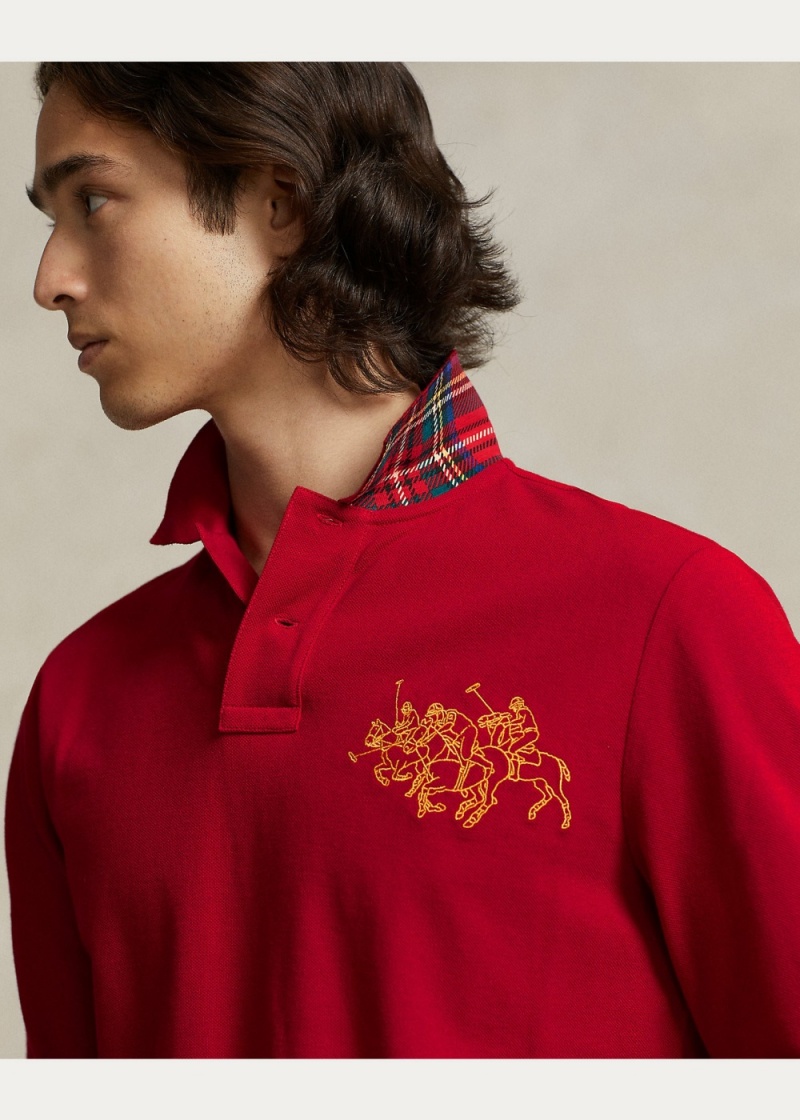 Camisa Polo Lunar New Year Triple-Pony Hombre Rojos | YXJG09248 - vista 5