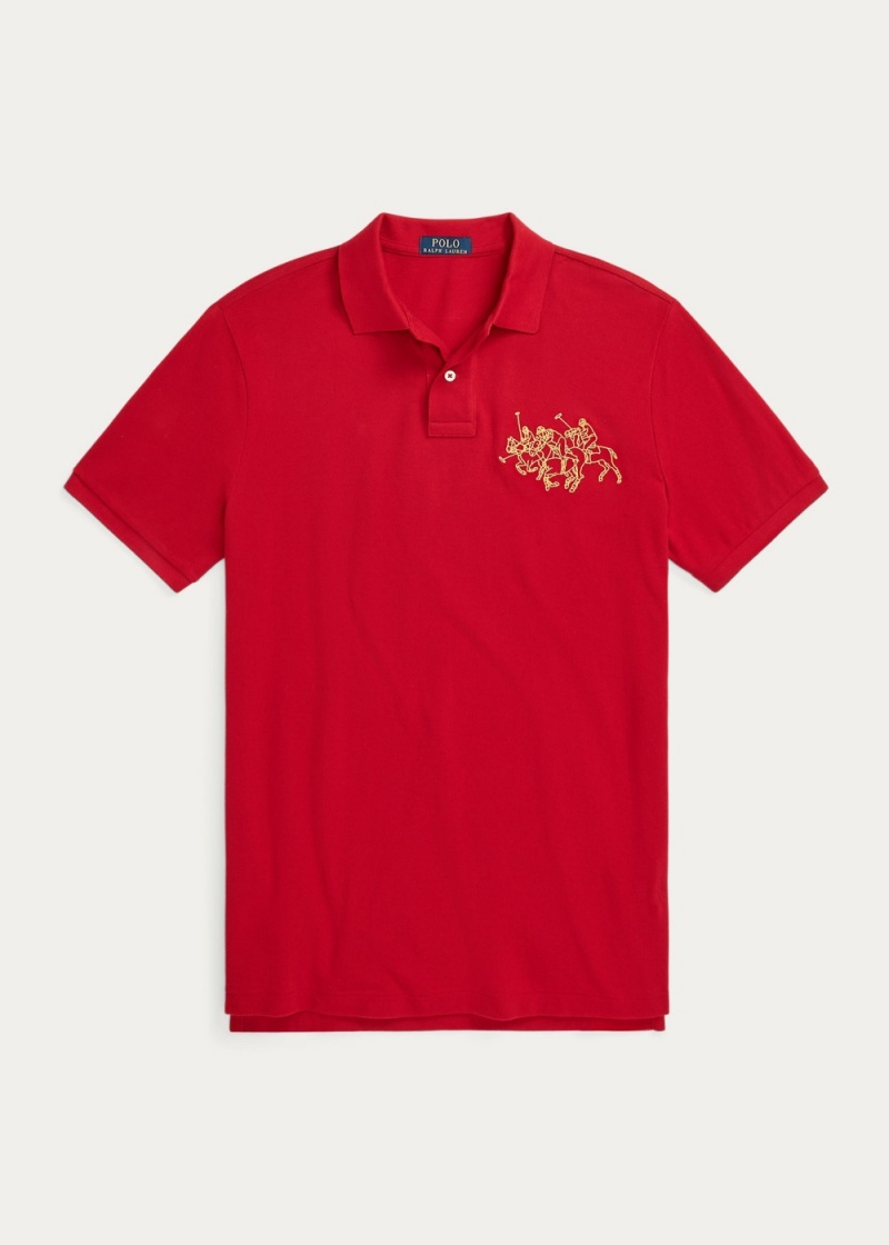 Camisa Polo Lunar New Year Triple-Pony Hombre Rojos | DTSK82054 - vista 2
