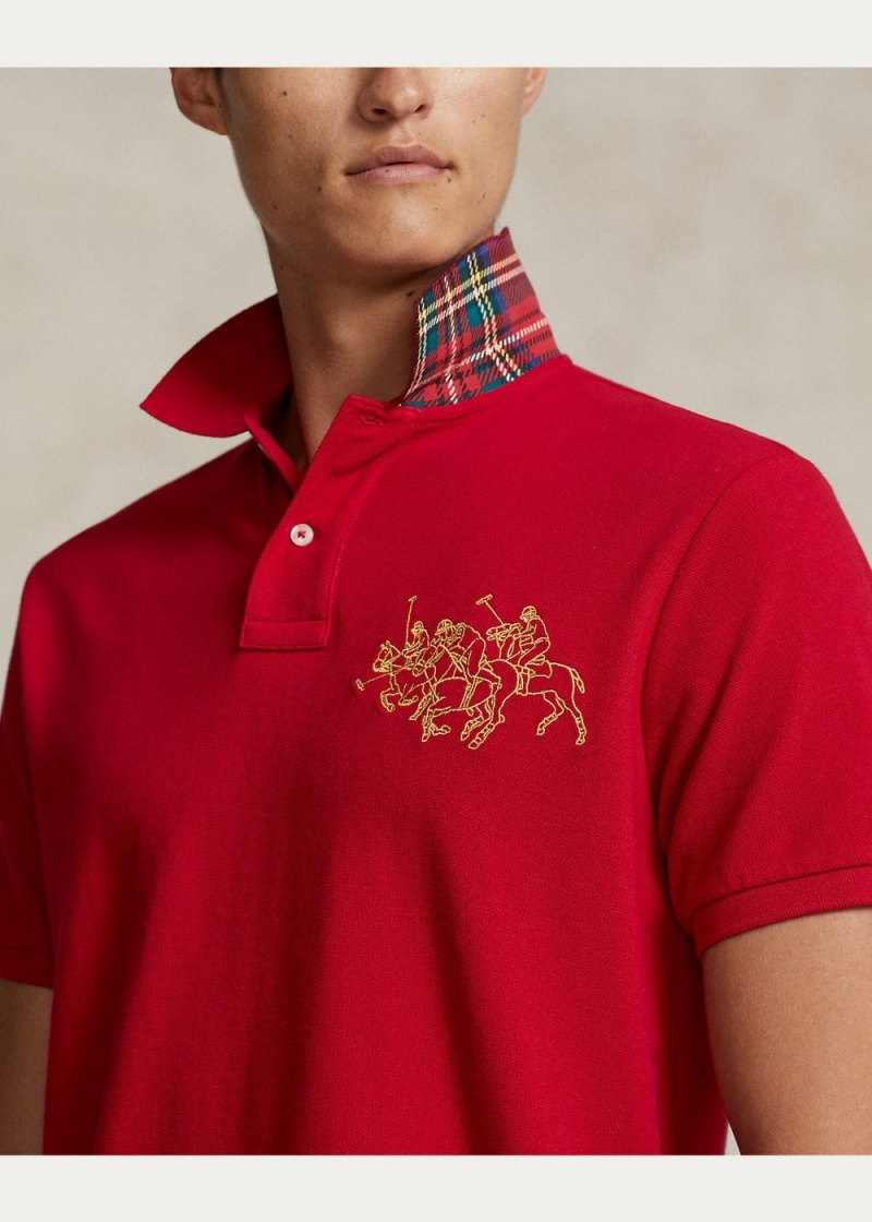 Camisa Polo Lunar New Year Triple-Pony Hombre Rojos | DTSK82054 - vista 5