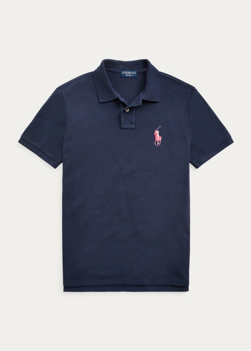 Camisa Polo Pink Pony Custom Slim Fit Hombre Azul Marino | HSIA73026 - vista 4