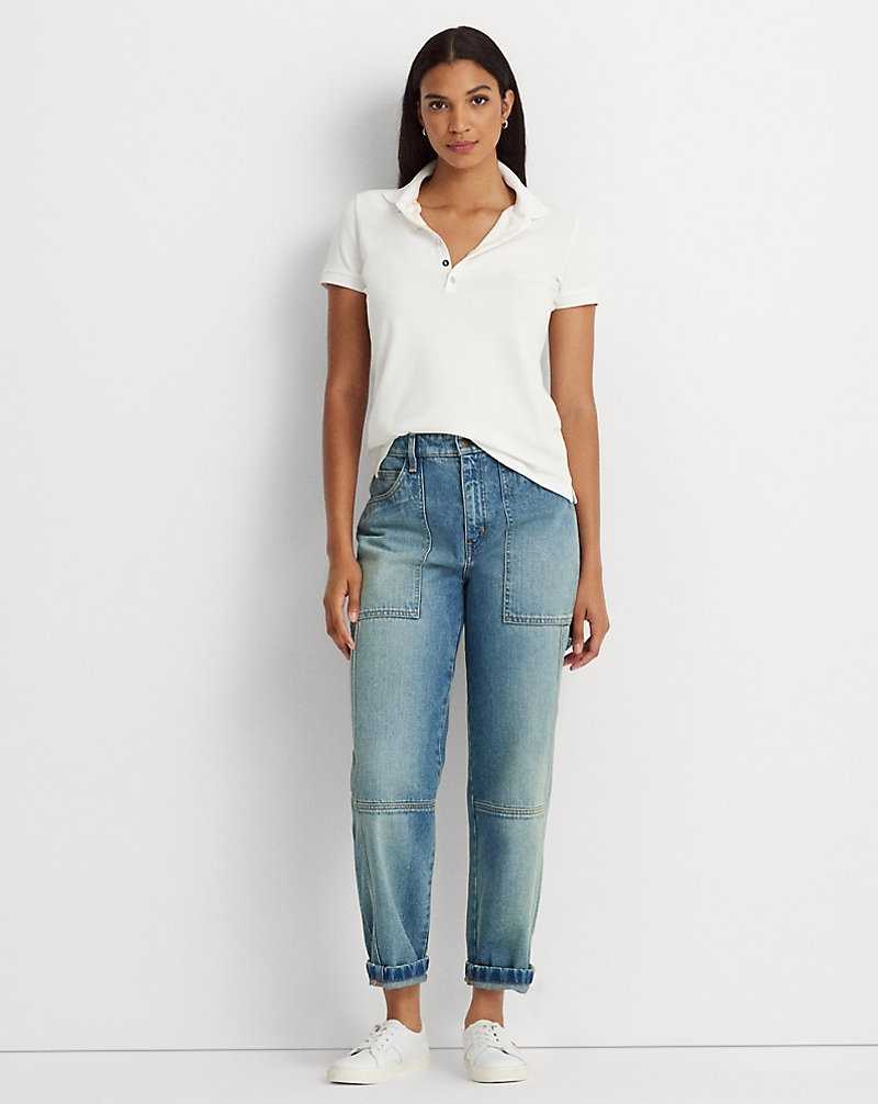 Camisa Polo Ralph Lauren Pique Mujer Blancos | IHTRQAS-80 - vista 3