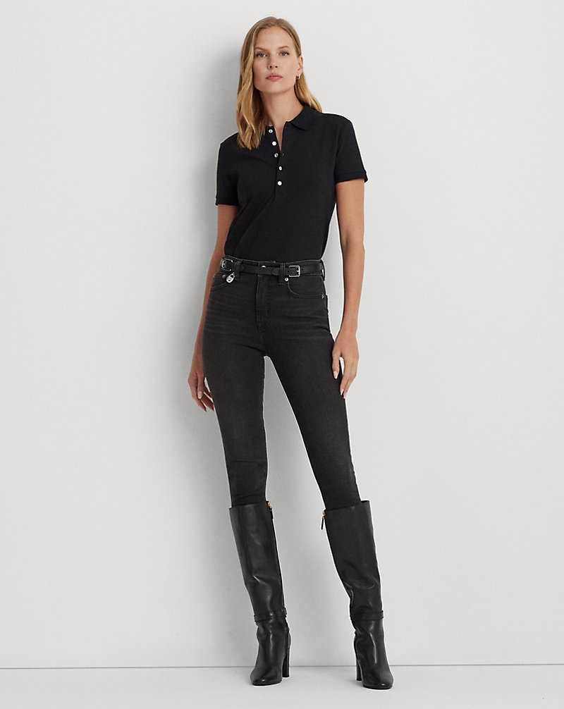 Camisa Polo Ralph Lauren Pique Mujer Negros | NOBFLMS-54 - vista 3