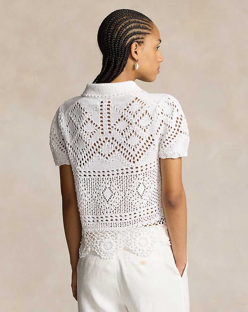 Camisa Polo Ralph Lauren Pointelle Cotton Mujer Blancos | YDPOICU-68 - vista 4