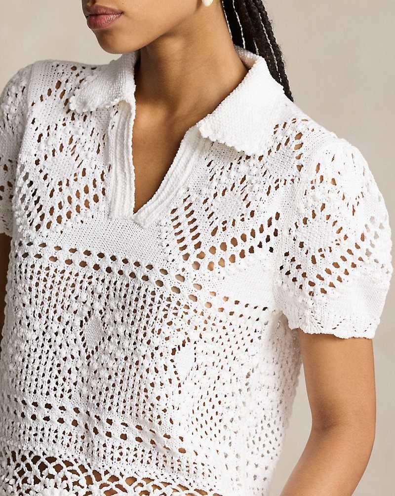 Camisa Polo Ralph Lauren Pointelle Cotton Mujer Blancos | YDPOICU-68 - vista 5