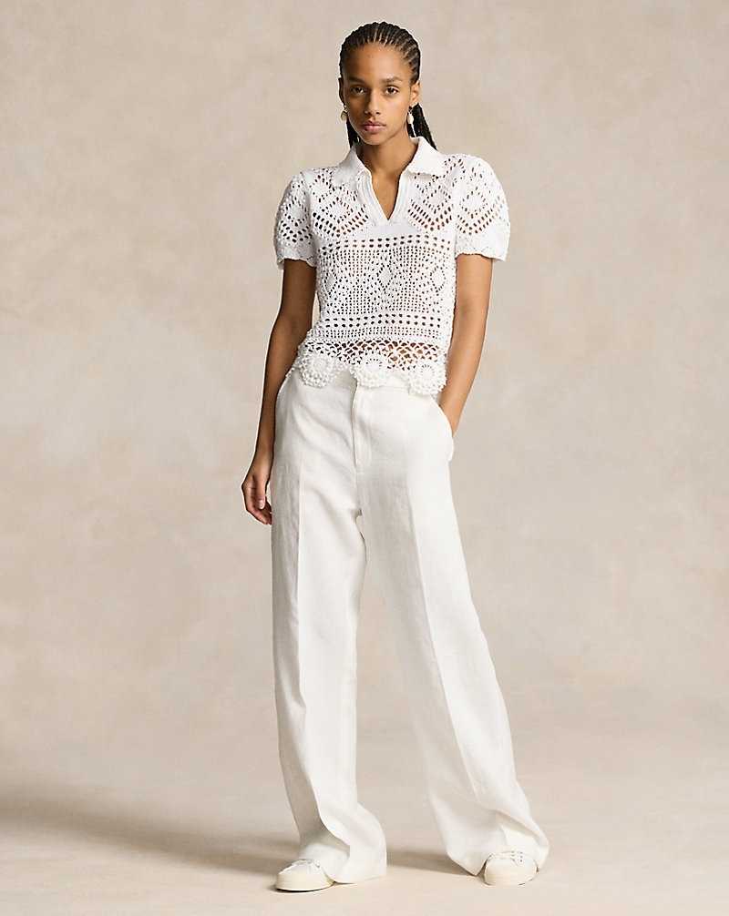 Camisa Polo Ralph Lauren Pointelle Cotton Mujer Blancos | YDPOICU-68 - vista 1