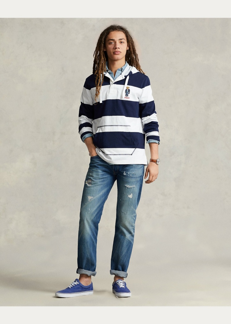 Camisa Polo Polo Bear Jersey Encapuchado Rugby Shirt Hombre Blancos | VZOE02576 - vista 2