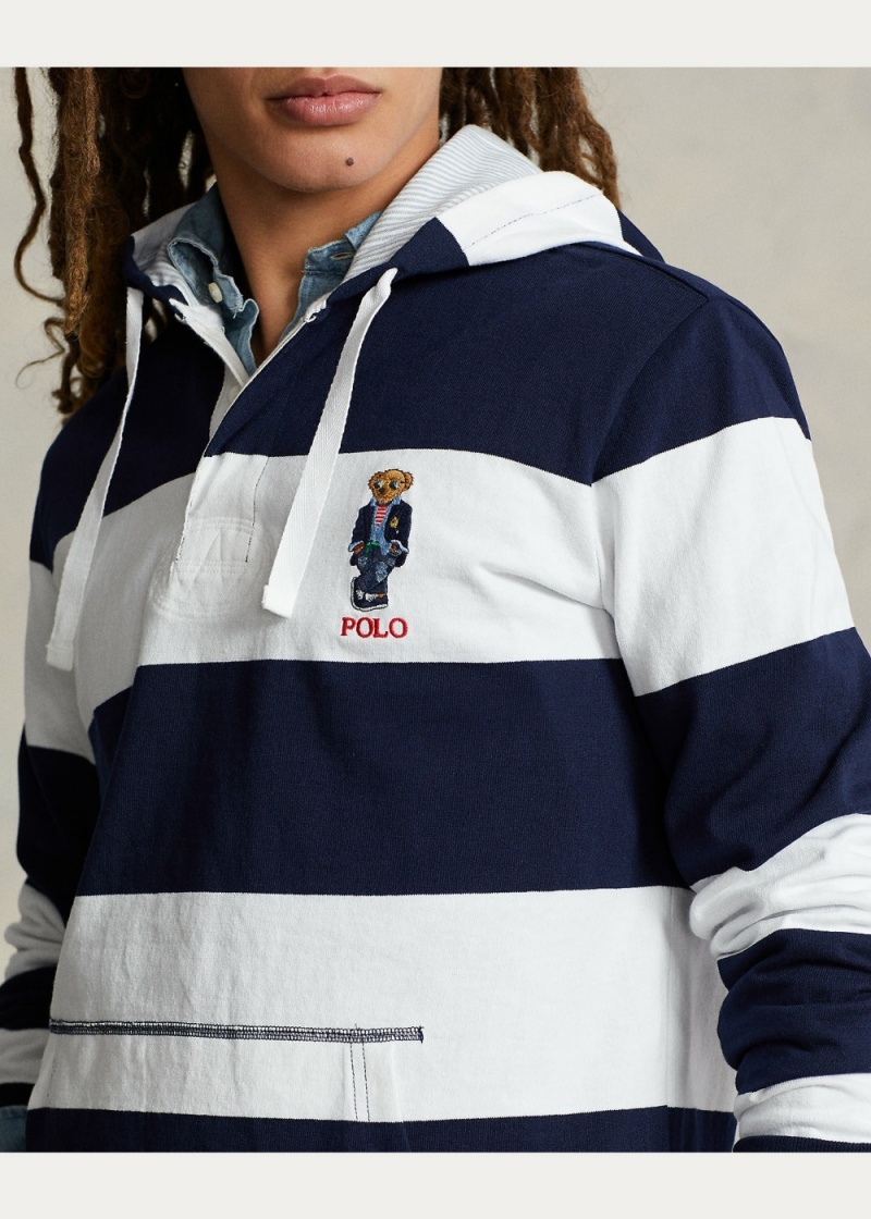 Camisa Polo Polo Bear Jersey Encapuchado Rugby Shirt Hombre Blancos | VZOE02576 - vista 4