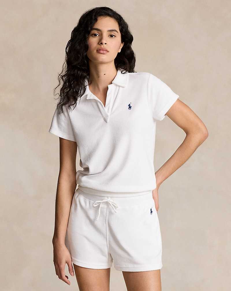 Camisa Polo Ralph Lauren Shrunken Fit Terry Mujer Blancos | QEGIASD-97 - vista 1