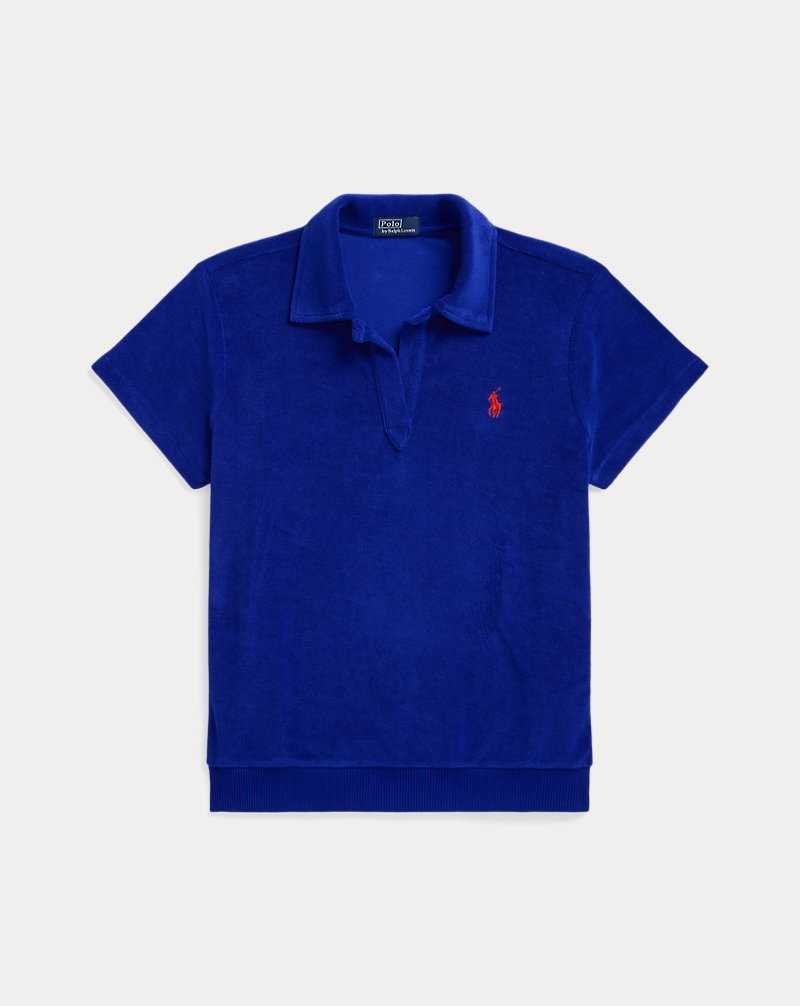 Camisa Polo Ralph Lauren Shrunken Fit Terry Mujer Azul Rey | RFAJYTW-32 - vista 2