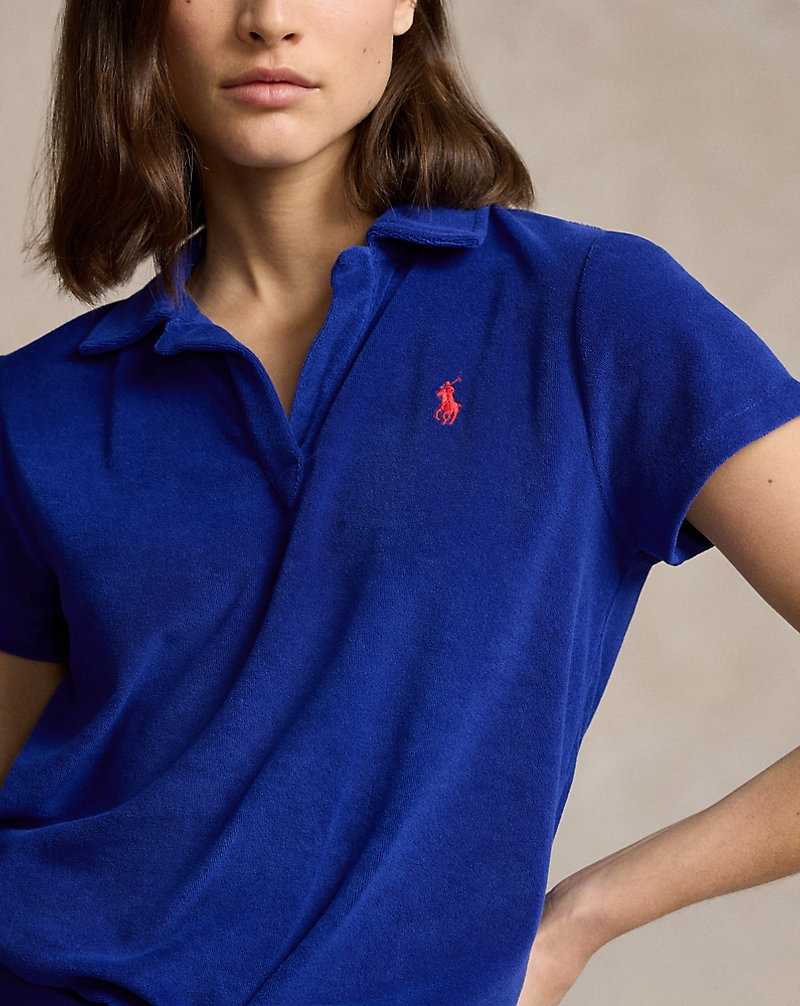 Camisa Polo Ralph Lauren Shrunken Fit Terry Mujer Azul Rey | RFAJYTW-32 - vista 5