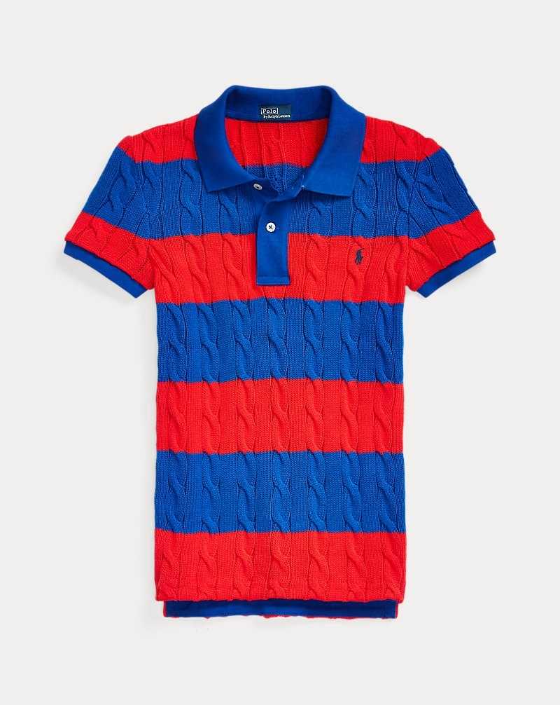 Camisa Polo Ralph Lauren Slim Fit Cable-Knit Mujer Petal Red/Sapphire Star | DZSLFRY-48 - vista 2
