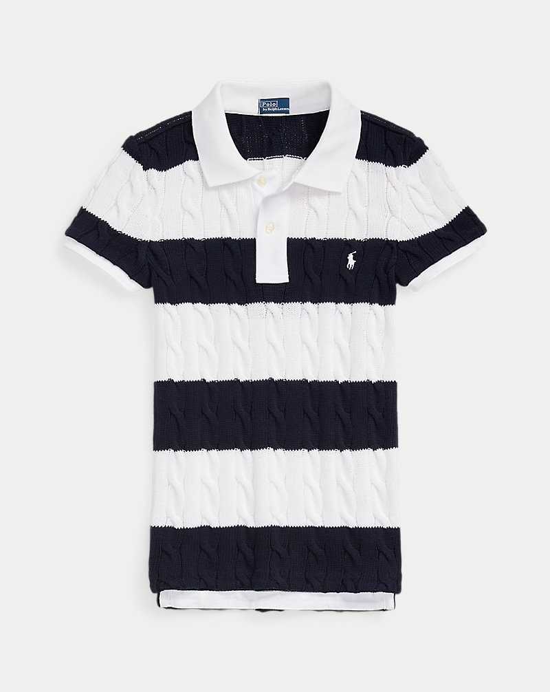Camisa Polo Ralph Lauren Slim Fit Cable-Knit Mujer Azul Marino | RGDBQHC-97 - vista 2