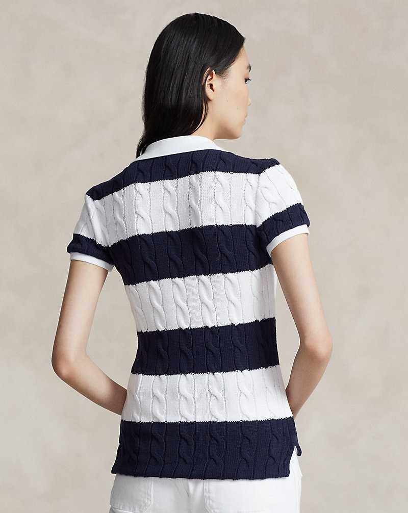 Camisa Polo Ralph Lauren Slim Fit Cable-Knit Mujer Azul Marino | RGDBQHC-97 - vista 4