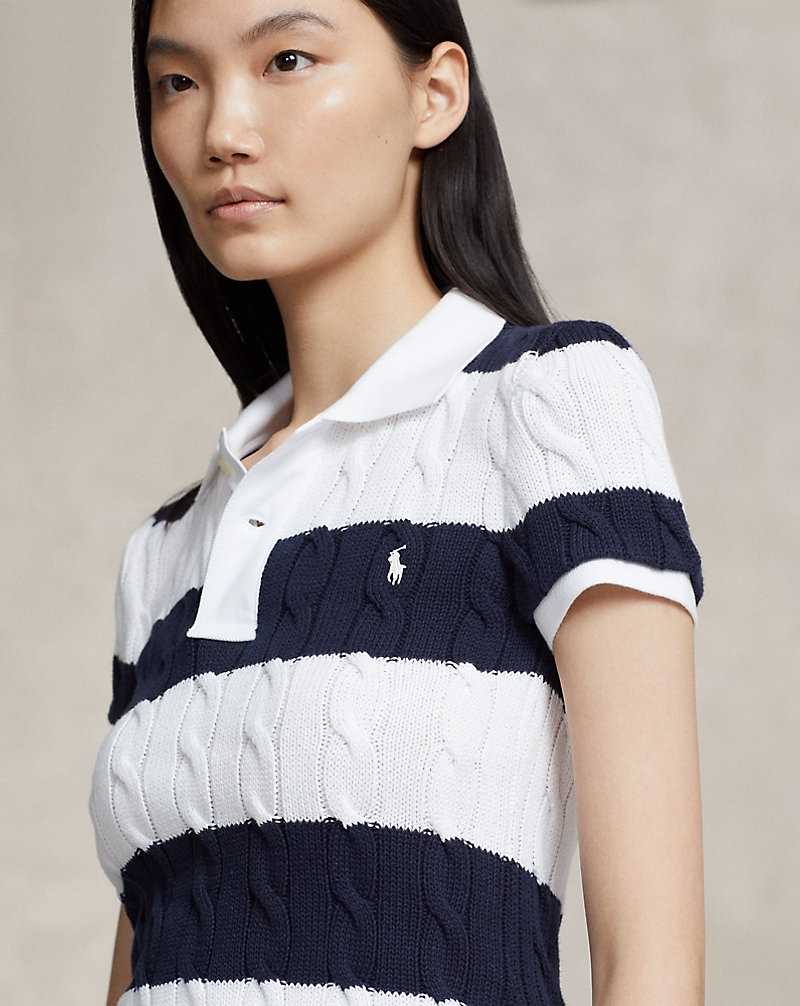 Camisa Polo Ralph Lauren Slim Fit Cable-Knit Mujer Azul Marino | RGDBQHC-97 - vista 5