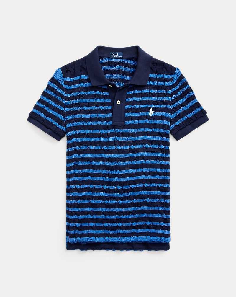 Camisa Polo Ralph Lauren Slim Fit Cable-Knit Mujer Azules | RKLYNVX-86 - vista 2