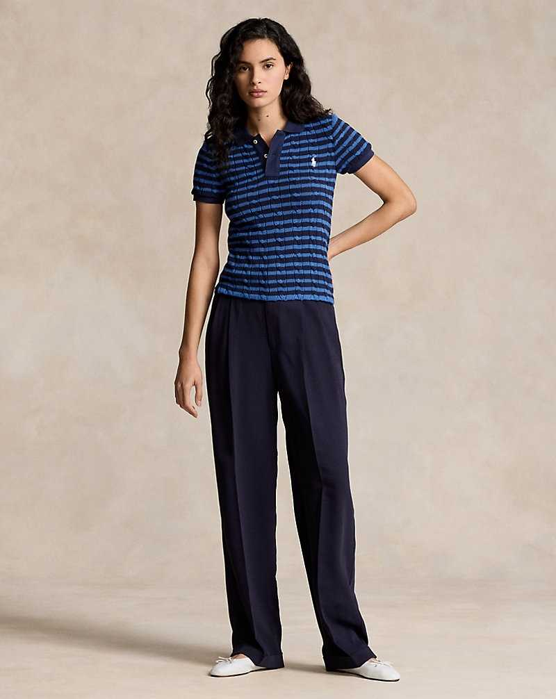 Camisa Polo Ralph Lauren Slim Fit Cable-Knit Mujer Azules | RKLYNVX-86 - vista 3