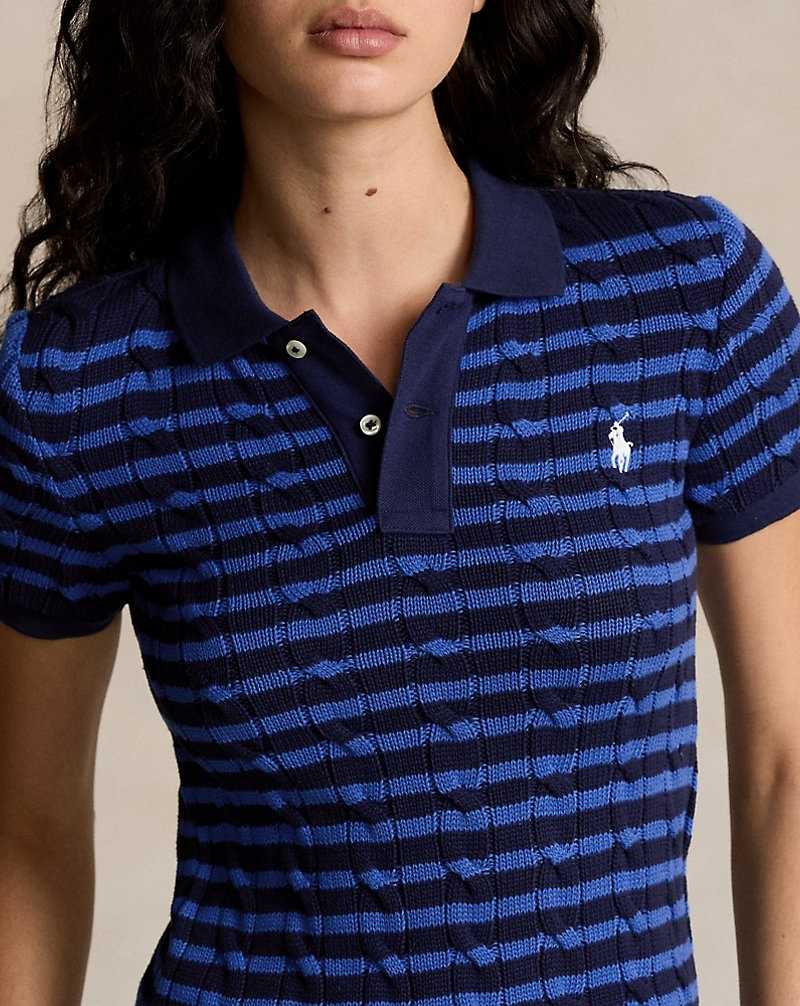 Camisa Polo Ralph Lauren Slim Fit Cable-Knit Mujer Azules | RKLYNVX-86 - vista 5