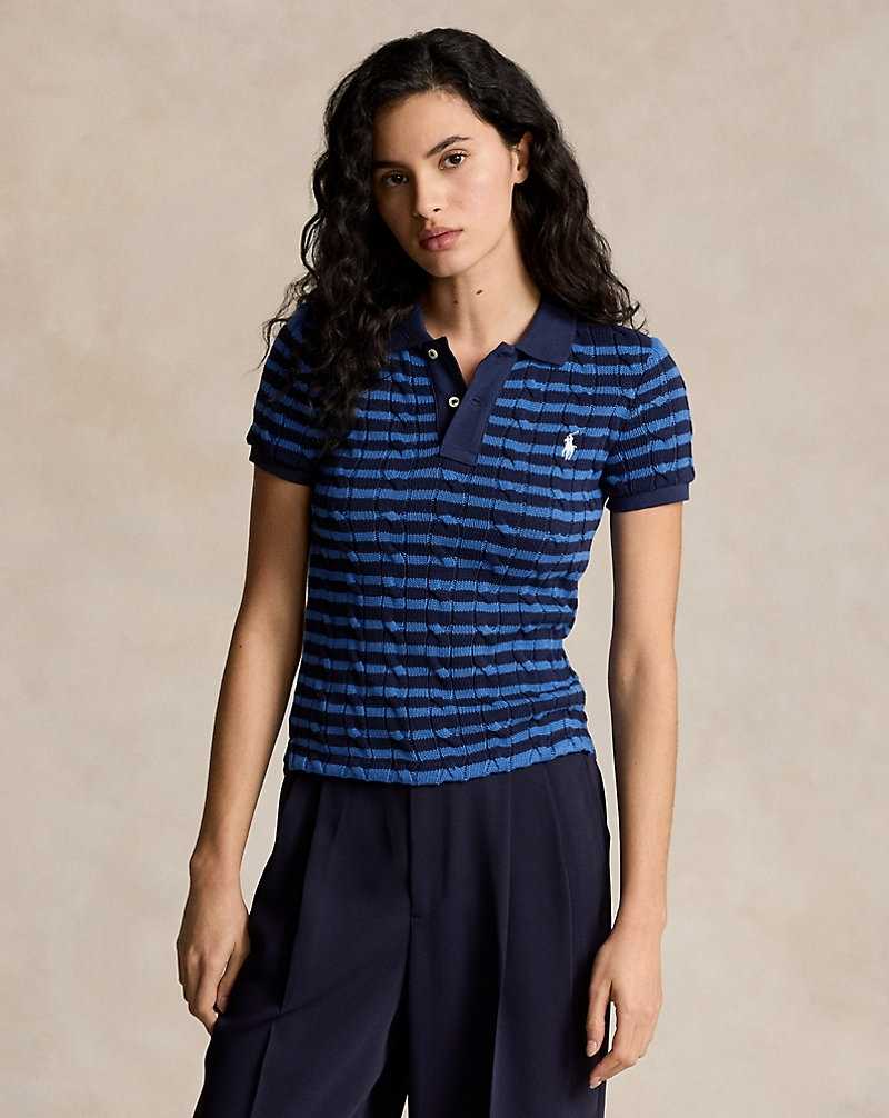 Camisa Polo Ralph Lauren Slim Fit Cable-Knit Mujer Azules | RKLYNVX-86 - vista 1