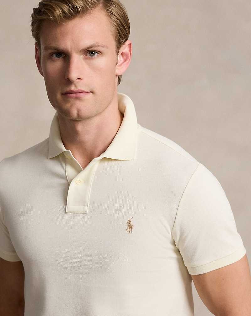 Camisa Polo Ralph Lauren Slim Fit Mesh Hombre Creme | GTWRNFY-09 - vista 5